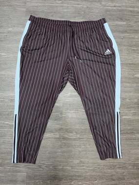 adidas Tiro Mens 4X Track Pants Maroon Brown White Pinstripe Training Joggers